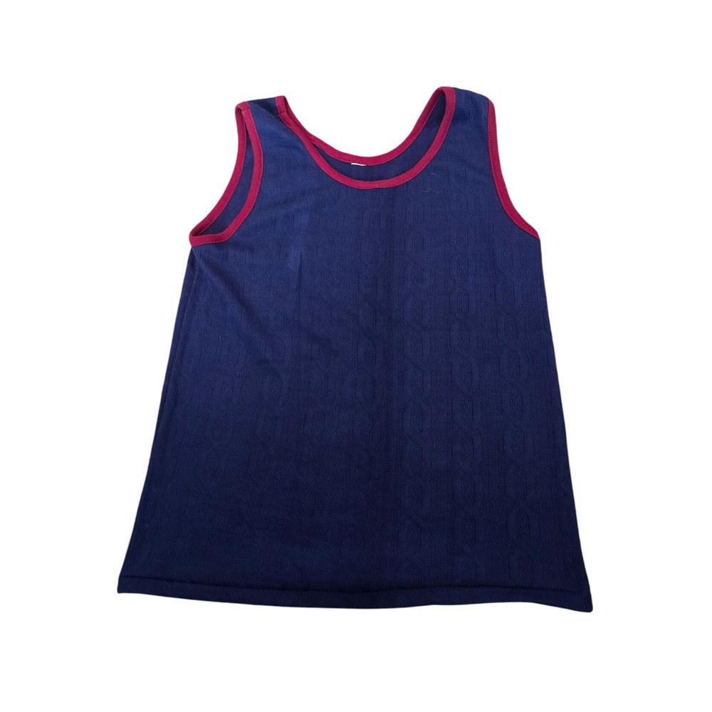 Blue Tank Top Red Trim‎ w cable knit design xl (xl3)